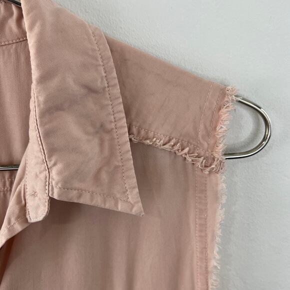 Honey Punch Pink Nude Tencel Chambray 1/4 Button-Front Sleeveless Jumpsuit M - Picture 7 of 13